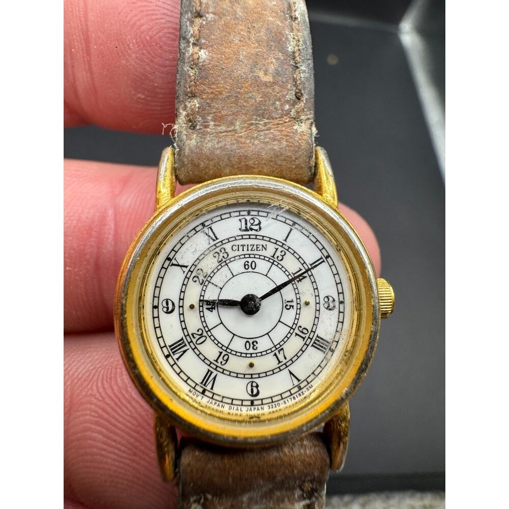Citizen 3220-S04573 Quartz Gold Tone Women's Watch Water Resistant Brown Leather
